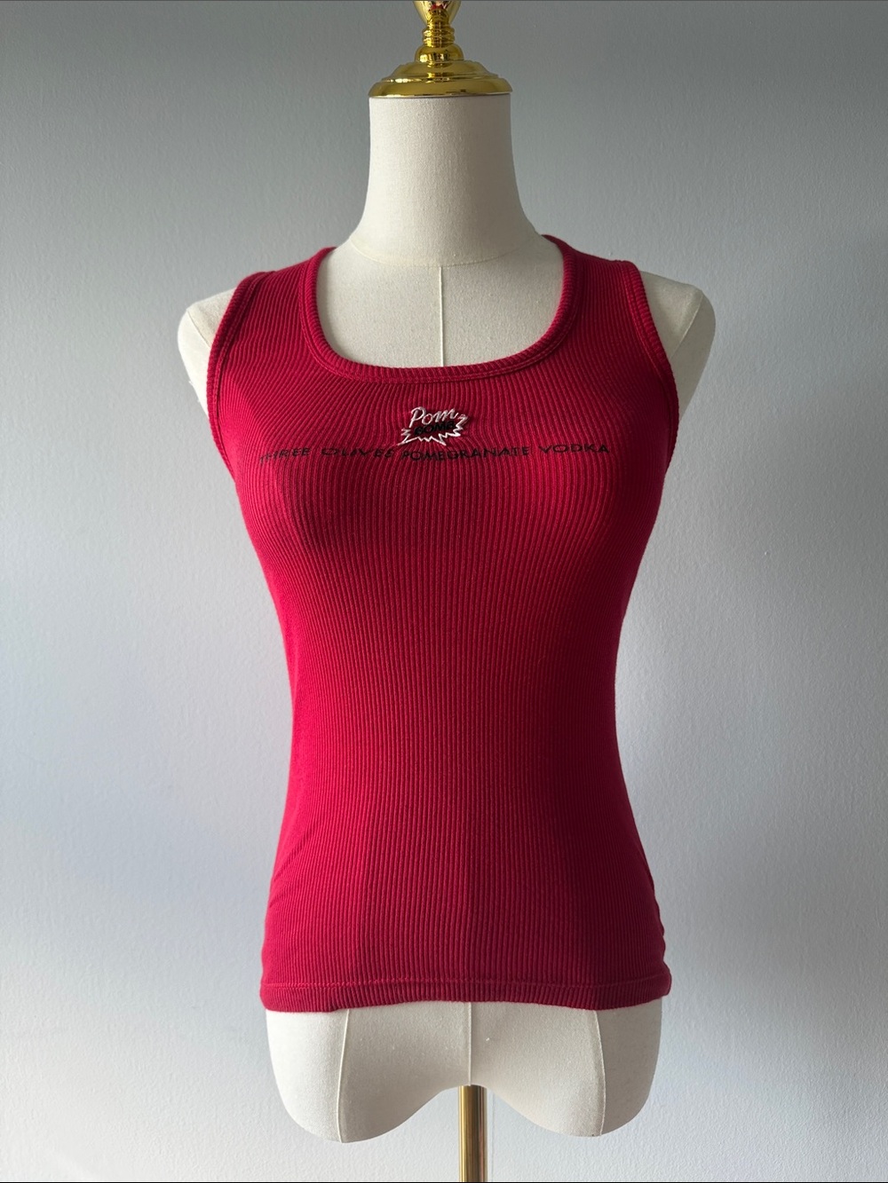 Pom Bom Vodka Bay Beauty Red Ribbed Tank Top